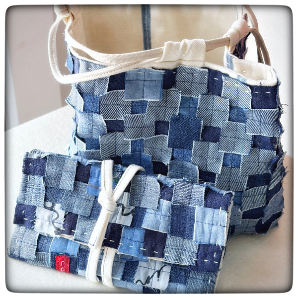 My Dad’s Jeans Patchwork Komebukuro and Folding Pouch Set (2 pieces)