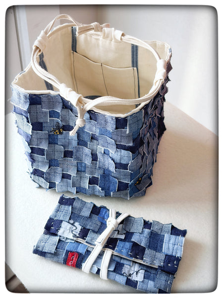 My Dad’s Jeans Patchwork Komebukuro and Folding Pouch Set (2 pieces)