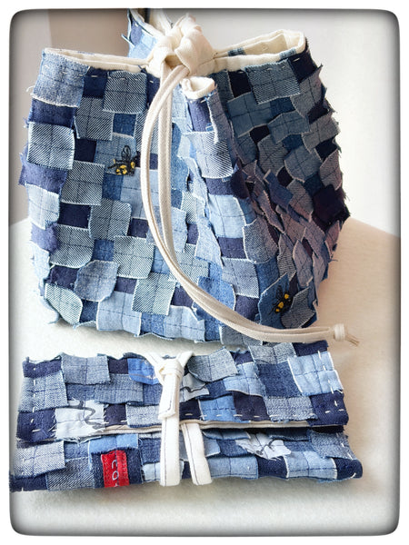 My Dad’s Jeans Patchwork Komebukuro and Folding Pouch Set (2 pieces)